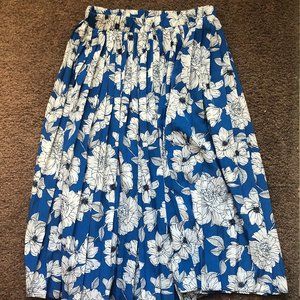 Banana Republic Print Pleated Midi Skirt